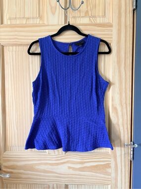 Worthington Royal Blue Textured Peplum Sleeveless Top